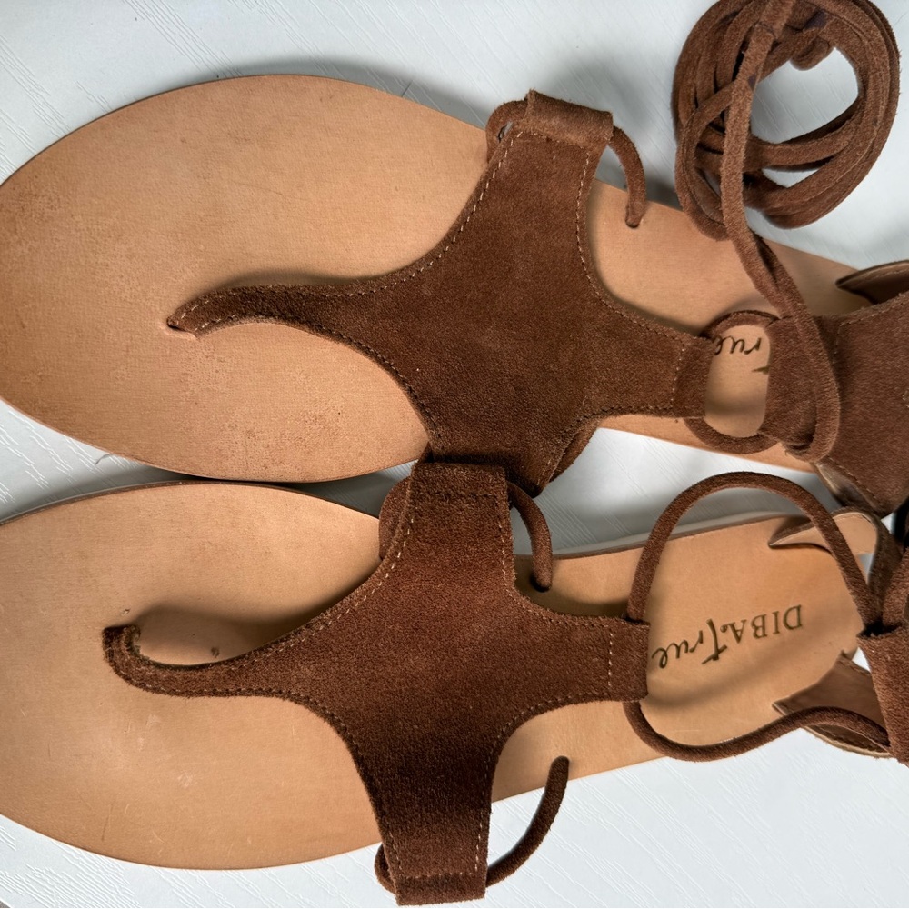 Diba True Women's Brown Suede Lace-Up Toe-Loop Sandals